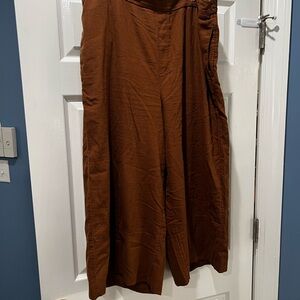 Banana Republic Tan Wide-Leg Cropped Pants